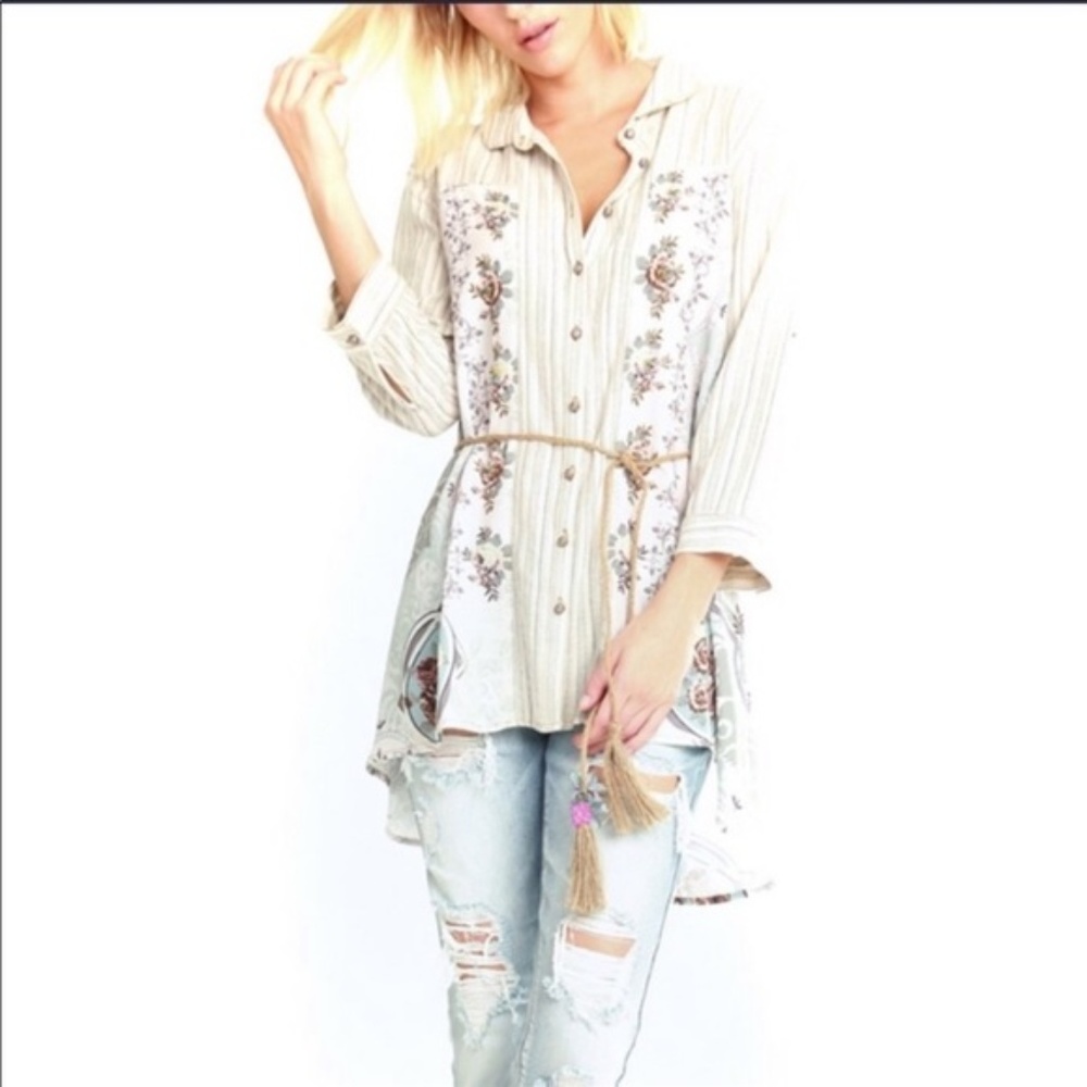 ARATTA Anthro The Stories of Old Tassel Shirt NWT - Picture 1 of 4